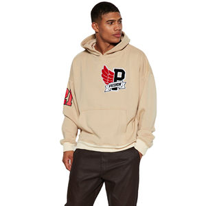 Pull-over vierge avec logo personnalisé Sweat à capuche imprimé surdimensionné en coton épais pour hommes - Product Image 1