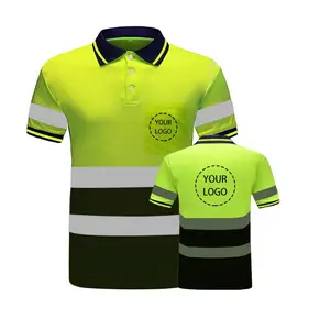 Venda inteira personalizada Homens Alta Visibilidade Reflexivo t-shirt Camisa de Segurança Mangas Compridas oi visível desgaste do Trabalho Camisa Polo Camisa do Trabalho