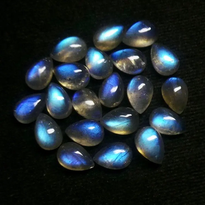 อัญมณีทรงหลวมขัดลูกแพร์เรียบ6x9มม. เพชรเม็ดสีฟ้าประกายวาบแสงสีฟ้าธรรมชาติไม่เหมือนใครจากผู้ผลิตผู้ผลิตผู้ผลิตปกติ - Product Image 1