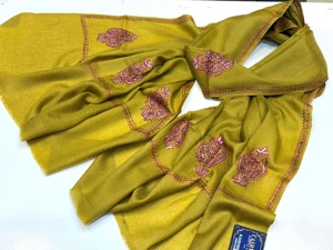 Stylish Women's Beautiful Kashmiri <b>Shawl</b> Warm Winter Wool Fabric with Floral Embroidery Solid Pattern Made of Cashmere - Product Image 4