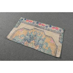 Tapis de 1,8 x 3,1 pieds, tapis turc vintage, tapis en laine rayé bleu - Product Image 2
