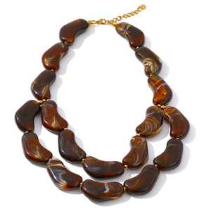 Collar de cuentas de resina de moda con cadena de eslabones en forma de hojas para fiesta de mujer ocasiones de boda diseño religioso cristiano hecho a mano - Product Image 2