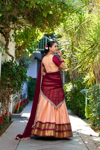 Nuevo hermoso bordado Zari Chex y diseño de trabajo de hilo Lehenga nupcial para venta en línea - Product Image 4