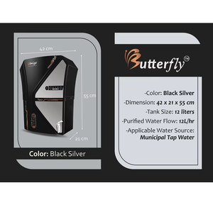 Mariposa inteligente negro plata sistema de filtración de ósmosis inversa hogar eléctrico purificación de agua pura plástico duradero - Product Image 4