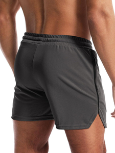 Pantalones Cortos Deportivos de Poliéster de Secado Rápido para Hombre, de Cintura Media, Estilo Urbano, con Cremalleras, Diseño Atlético Sólido Personalizado, Venta al por Mayor - Product Image 3