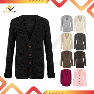 Của phụ nữ cổ điển phong cách dài tay áo đầy đủ chiều dài <span class=keywords><strong>ARAN</strong></span> cáp đan 3D mô hình v-cổ LEN/Acrylic Áo Choàng-tất cả các mùa nhanh chóng khô cao - Product Image 2