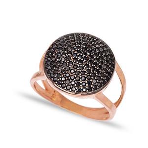 Anillo de diseño de racimo redondeado, piedra CZ negra, venta al por mayor, anillo de joyería de plata de ley 925 hecho a mano, joyería fina - Product Image 1