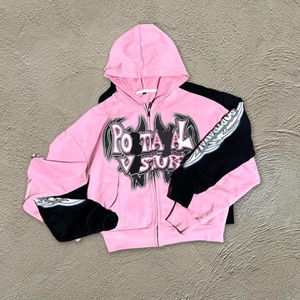 Sweat à capuche zippé surdimensionné pour hommes sur mesure, sérigraphie délavée à l'acide, sweat à capuche bon marché uni blanc noir 500 g/m² - Product Image 3