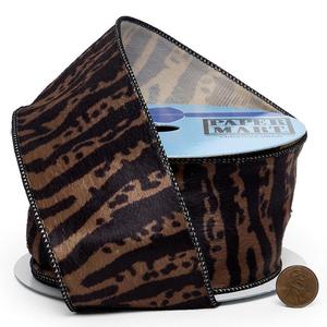 Floral Animal Print Wired Ribbon Fashion Satin Metallic Polyester Silk Spool for Christmas Decorations - Product Image 2