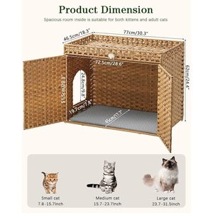 Rumah kucing rotan besar, penutup furnitur alami pola hewan polos dengan kait tikar untuk ruang tamu - Product Image 3