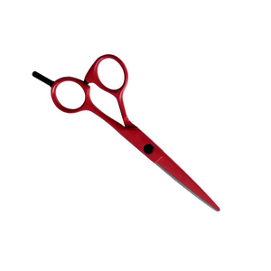 Ciseaux professionnels de coupe de cheveux de barbier enduits de rouge en acier inoxydable durable avec poignée en céramique et support de doigt pour salon de beauté - Product Image 2
