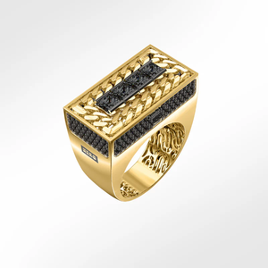 แหวนโซ่ชุบทองแท้แฟชั่นผู้ชายเครื่องประดับโลหะผสมได้รับการรับรอง MONACO Nero Moissanite เพชรแท้ - Product Image 1