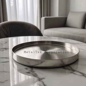 Bandeja de servicio redonda de aluminio, uso multiusos, diseño moderno, restaurante, decoración de comedor para el hogar, plato de mesa, bandeja de Metal para hornear - Product Image 3