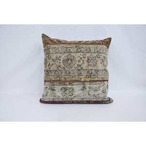 Cojín de lana con patrón Vintage bohemio Beige, cojín bordado de 28x28 pulgadas, cojín decorativo tejido para Navidad - Product Image 1