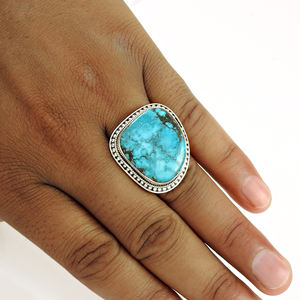 Bijoux indiens Bague turquoise bleu ciel Cadeau pour femmes Prix de gros Bagues Exportateur Filles Fournisseur de bijoux en argent sterling 925 - Product Image 2
