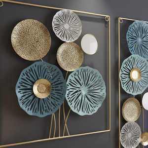 Art mural créatif en métal finition or et bleu ciel parfait pour la décoration murale de la maison, de la chambre à coucher et du salon - Product Image 3