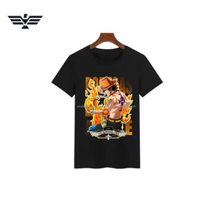 T-shirt en coton noir respirant à logo personnalisé sur le devant, coupe ample, streetwear pour hommes, vêtements décontractés unisexes - Product Image 2