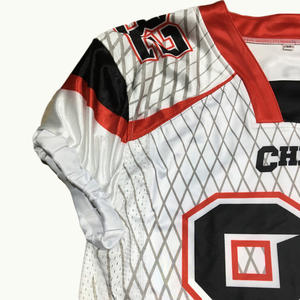 ชุดฟุตบอลอเมริกันแบบคลาสสิกสีแดงสำหรับผู้ชายสไตล์ใหม่ปี 2025 ไซส์ใหญ่พิเศษ 49 ER 13 PURDY 23 McCAFFREY ระบายอากาศได้ดี - Product Image 5