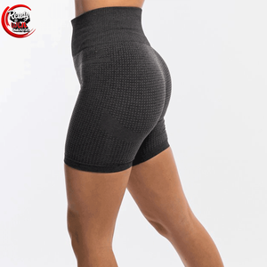 Femmes été respirant séchage rapide entraînement Yoga sport Shorts taille V plissé hanche ascenseur Fitness collants solide Spandex Yoga Gear - Product Image 4