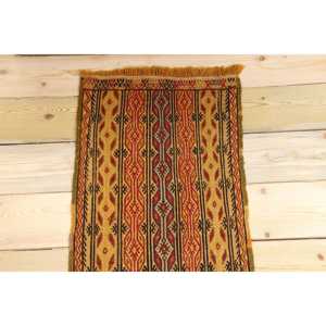 Alfombra Turca Vintage de 1.4x3.2 pies (42x97 cm), Alfombra Roja Ombré - Product Image 2