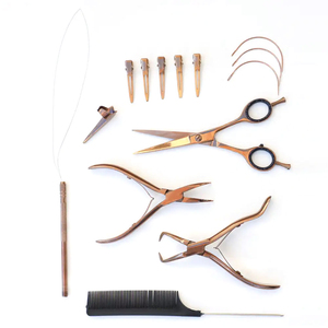 Kit pince d'extension de cheveux professionnelle en acier inoxydable avec pinces crocodiles et ciseaux - Product Image 3