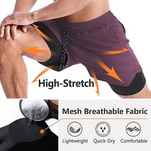 Pantalones cortos de gimnasio para hombre, pantalón corto de malla de Color sólido para correr, pantalones cortos de entrenamiento hasta la rodilla, transpirables, venta al por mayor, 2026 - Product Image 4