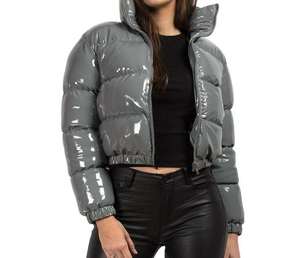 Nouvelle veste matelassée courte élégante pour femmes Doublure matelassée Col à capuche Coupe-vent Fermeture éclair Vestes matelassées courtes d'hiver - Product Image 4