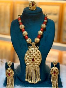 Parure de bijoux vintage classique de Dubai en laiton plaqué or 24 carats pour mariage, fiançailles et anniversaire-une idée de cadeau élégant - Product Image 3