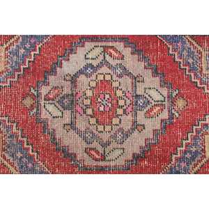Vintage 1.7x3.1 ft Rug, Turkish Rug, <b>Red</b> Floral Rug <b>Wool</b> - Product Image 4