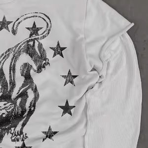 Custom Street Wear 2026 Graphic Boxy Waffle Hip Hop Alta calidad para hombres Camiseta de manga larga de gran tamaño de doble capa - Product Image 5