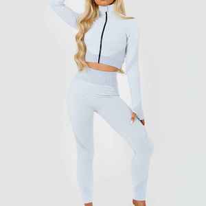 2025 meilleur Design 3 pièces ensemble de Yoga de haute qualité pour les femmes Logo personnalisé taille haute Fitness vêtements d'entraînement respirant solide - Product Image 5
