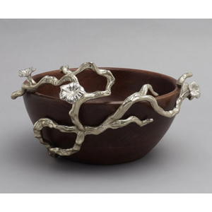 Bol en bois pour décoration de maison élégante Vaisselle Bol de service à salade Bol en bois fait à la main avec accents en métal à bas prix - Product Image 6