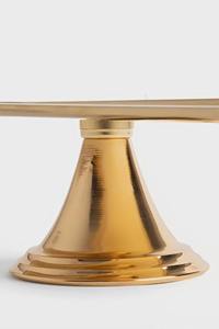 Bandeja de pedestal rectangular larga de primera calidad con acabado dorado, adecuada para servir postres y decorar mesas, procedente de la India. - Product Image 2