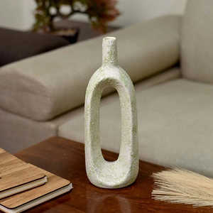 Jarrón de Flores Hueco Hecho a Mano de Cerámica Moderna y Minimalista, Color Verde Pastel Terracota, para Decoración del Hogar, Jarrón de Mesa o de Piso - Product Image 6