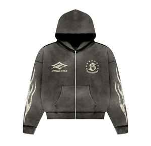 เสื้อมีฮู้ดซักเอนไซม์แฟชั่นสไตล์สตรีทในเมืองเสื้อมีฮู้ดฟอกสีด้วยกรด - Product Image 3