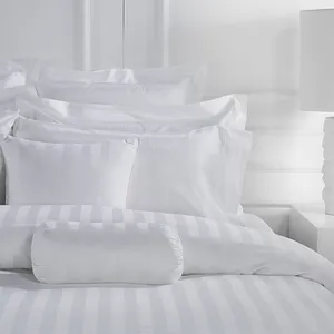 Pasokan Produsen Murah Grosir 250TC 52% Katun 48% Poliester Percale Queen Ukuran Putih Hotel Lembar Dipasang dengan Berbagai Warna