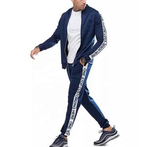 Traje de jogging ajustado a rayas de invierno para hombre, chándales de algodón de primera calidad con tejido polar, último diseño, 2017 - Product Image 1