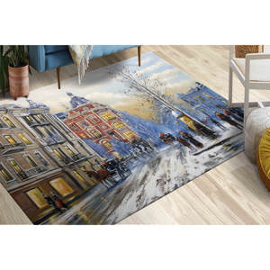 Tapis Paysage Hivernal Urbain, Tapis Imprimé, Paysage Urbain Hivernal, Tapis en Velours - Product Image 3
