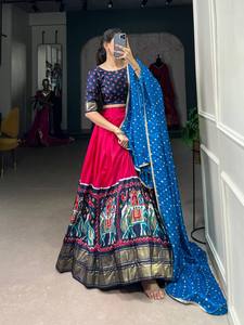 Tussar soie lehenga choli, Chaniya Choli Pour Garba, Navratri Special Lehengas Choli Avec Dupatta Célébrations festives - Product Image 2