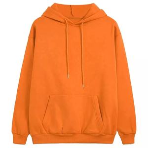 Wholesale 100% Cotton <b>Men's</b> Oversized Pullover <b>Hoodies</b> Customized Logo <b>Orange</b> Street Wear High Quality French Fabric Embroidered - Product Image 1