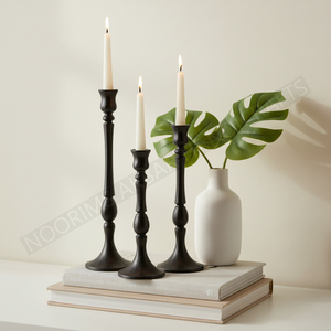 Soporte de vela de Metal decorativo de aluminio negro de lujo de diseño moderno soporte de estilo niquelado decoración del hogar de boda calidad de exportación - Product Image 6