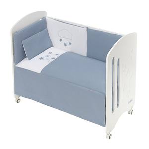 3 pièces Modernes Mod. Ensemble de literie pour lit bébé Viggo en coton gaufré matelassé - 60X120 - Comprend une couette, un pare-chocs et un oreiller en pétrole avec motif de dessin animé - Product Image 1
