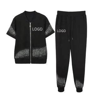 Conjunto Deportivo de 2 Piezas para Mujer con Logotipo Personalizado, Sudadera con Capucha y Pantalones de Algodón Puro, Conjuntos Deportivos al por Mayor con Estilo de Pedrería - Product Image 1