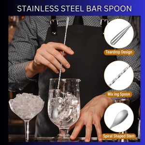 Hot Selling Stainless Steel Long Handle Mixing Spoon Wholesale Supply for Coffee Tea Ice <b>Cocktail</b> Bar Tools - Product Image 6