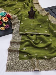 Calidad de exportación India Excelente calidad Crujiente suave con bordado Saree Fabricante de Surat - Product Image 6