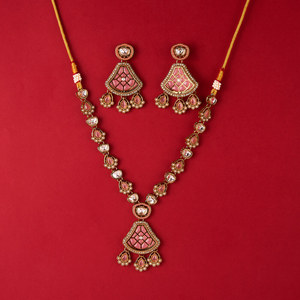 Mayoristas de joyería de moda en la India Conjunto de collar clásico antiguo con revestimiento Mehndi - Product Image 4