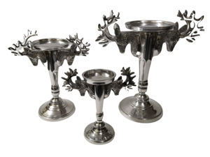 Elegante candelabro de aluminio plateado de 2 tonos Fundición de metal para uso de regalo Diseño artesanal elegante - Product Image 2