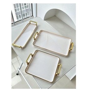 Bandeja de Servicio Metálica Tradicional Multifuncional para el Hogar, Bandeja de Servicio Decorativa para Comedor, Habitación de Hotel - Product Image 1