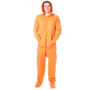 JumpSuits Footed <b>Pajamas</b> Fleece Embroidered Solid Hoodie One Pieces Sleepwear <b>Onesie</b> Men's - Product Image 5