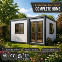Maison préfabriquée de style ranch à un étage, maison modulaire à un niveau pour une vie facile dans la cour avec véranda